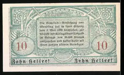 Notgeld Wendling 1920, 10 Heller, Ortsansicht