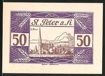 Notgeld St. Peter am Hart 1920, 50 Heller, St. Peterkirche