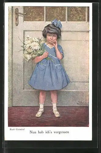 Künstler-AK Ruab Gnischaf: Kleines Mädchen mit blauem Kleid