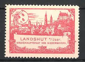 Reklamemarke Landshut / Isar, Kreishauptstadt von Niederbayern, rot