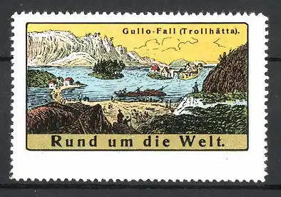 Reklamemarke Trollhätta, Partie am Gullo-Fall, Wasserfall
