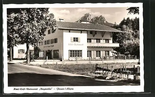 AK Füssen, Blick zum Hotel-Cafe Bergmüller