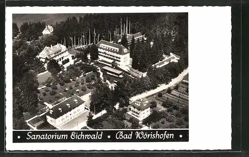 AK Bad Wörishofen, Hotel-Sanatorium Eichwald aus der Vogelschau
