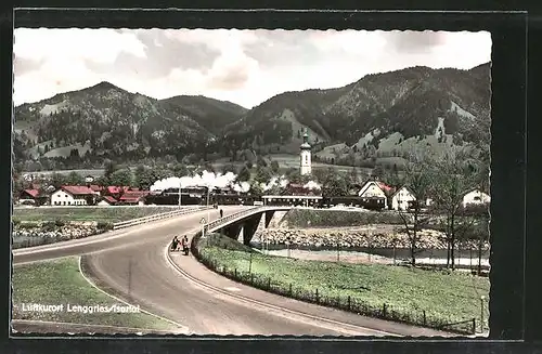 AK Lenggries, Blick auf die neue Isarbrücke