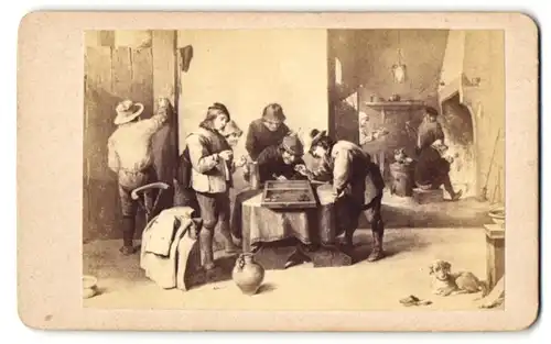 Fotografie Die Puffspieler, Gemälde von D. Teniers