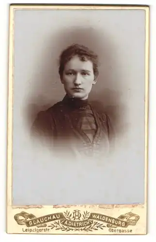 Fotografie A. Dietrich, Glauchau, Waldenburg, Portrait bürgerliche Dame