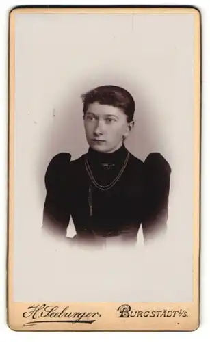 Fotografie H. Seeburger, Burgstädt i/S, Portrait Fräulein in elegantem Kleid