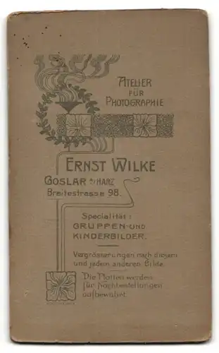 Fotografie Ernst Wilke, Goslar, Portrait Herr mit gezwirbeltem Oberlippenbart