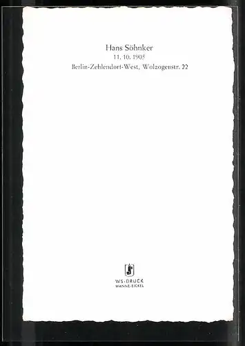 AK Schauspieler Hans Söhnker lächelnd im Anzug porträtiert