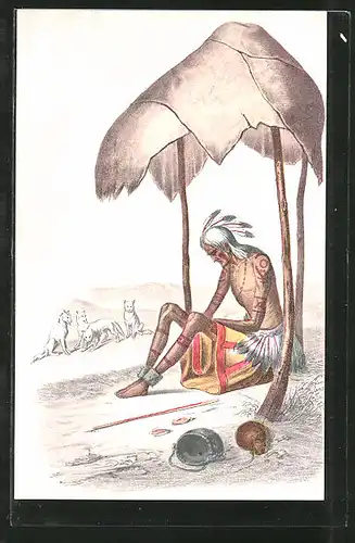 AK Alter Indianer, von seinem Stamm verlassen und dem Untergang preisgegeben