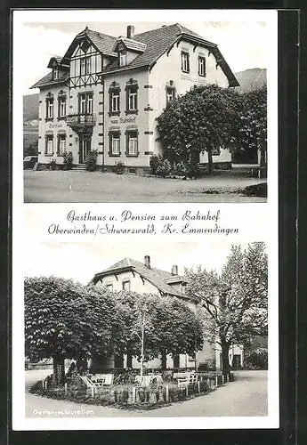 AK Oberwinden, Gasthaus und Pension zum Bahnhof mit Blick in den Garten