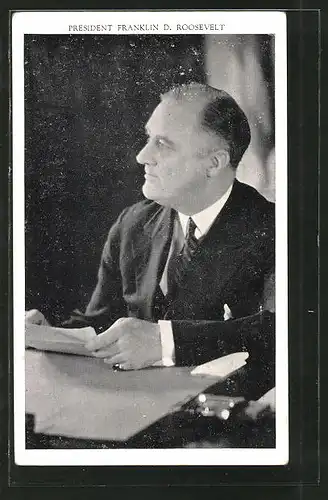AK Präsident der USA Franklin D. Roosevelt am Schreibtisch