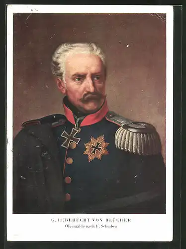 Künstler-AK Portrait von Gebhard Leberecht von Blücher, Fürst von Wahlstatt in Uniform
