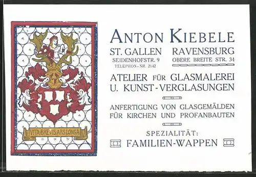 AK St. Gallen, Atelier für Glasmalerei & Kunst-Verglasungen Anton Kiebele