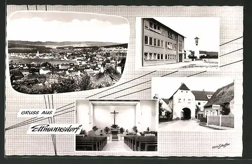 AK Ettmannsdorf, Stadttor, Schule und Inneres der Kirche