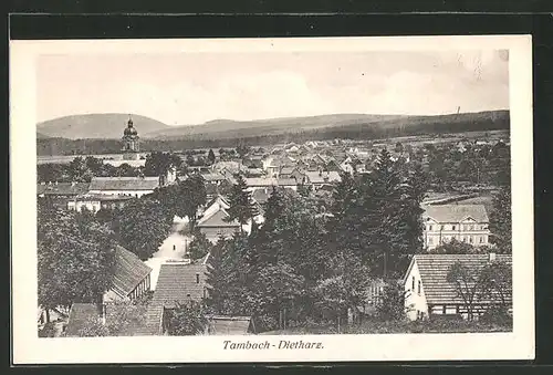 AK Tambach-Dietharz, Ortspanorama mit Kirchturm