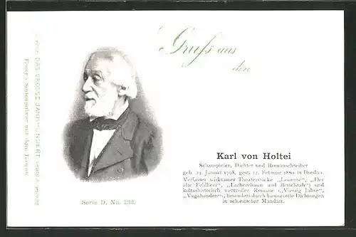 AK Karl von Holtei, Schauspieler, Dichter und Romanschreiber