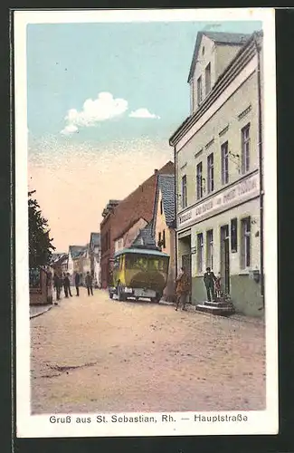 AK St. Sebastian, Hauptstrasse mit Gasthof zur Krone