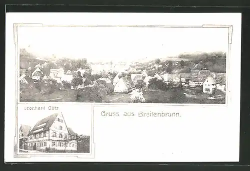 AK Breitenbrunn, Gasthaus Leonhard Götz, Totalansicht aus der Vogelschau