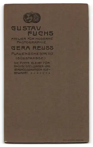 Fotografie Gustav Fuchs, Gera, Portrait bürgerlicher Herr mit Schnauzbart