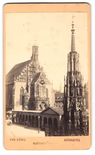 Fotografie Chr. König, Nürnberg, Ansicht Nürnberg, Schöner Brunnen und Frauenkirche