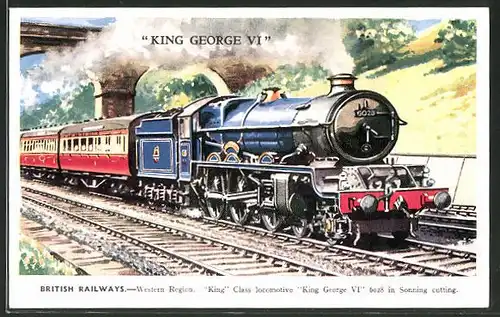 Künstler-AK englische Eisenbahn "King George VI."