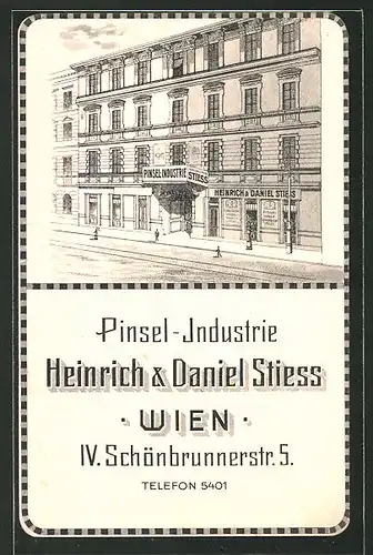 AK Wien, Pinsel-Industrie Heinrich & Daniel Stiess, Schönbrunnerstrasse 5