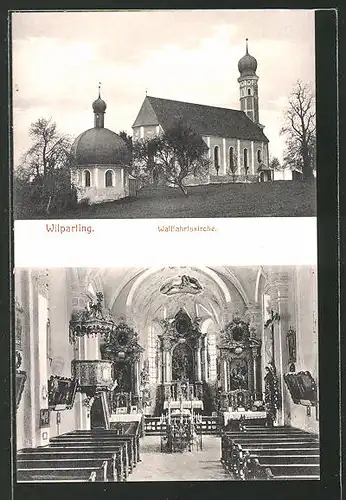 AK Wilparting, Wallfahrtskirche, Aussen- und Innenansicht