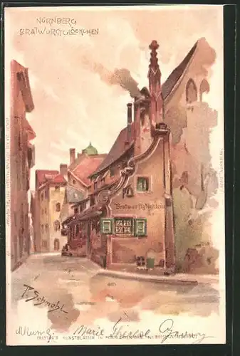 Künstler-Lithographie P. Schmohl: Nürnberg, Bratwurstglöckchen