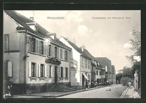AK Winzenheim, Hauptstrasse mit Gasthaus Grad