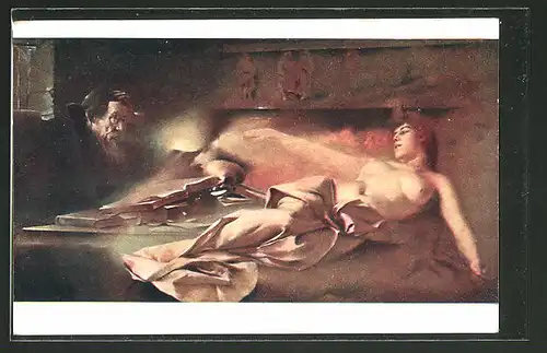 Künstler-AK Franciszek Zmurko: Faust's Erscheinung