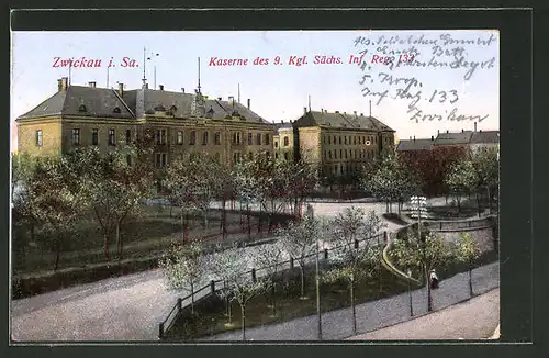 AK Zwickau, Kaserne des 9. Kgl. Sächs. Inf. Reg. 133