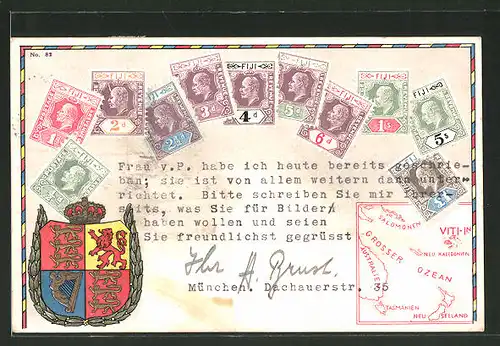 AK Fiji, Briefmarken der Fijis