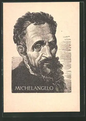 AK Porträt des Malers M. Buonarroti Michelangelo, Holzschnitt