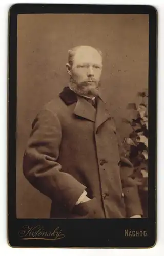 Fotografie Kolinsky, Nachod, Portrait Herr mit Vollbart und Brille