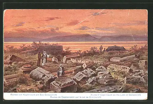 Künstler-AK Friedrich Perlberg: Ruinen vom Kapernaum am See Genezareth