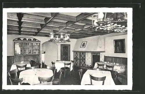 AK Düsseldorf, Restaurant Pumpernickel, Flinger Str. 37-39, Innenansicht