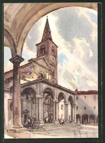 Künstler-AK Acqui Terme, Blick zur Kathedrale