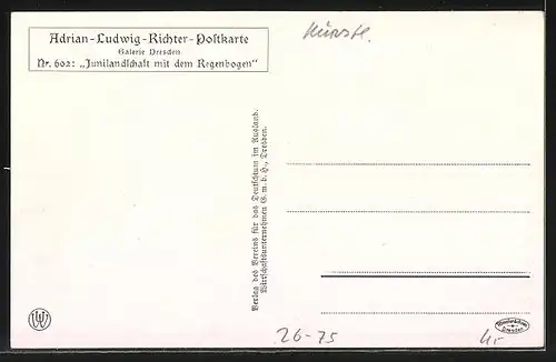 Künstler-AK Ludwig Richter: Junilandschaft mit dem Regenbogen