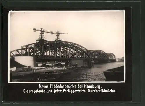 Fotografie Fotograf unbekannt, Ansicht Hamburg, Neue Elbbahnbrücke, Nordelbbrücke