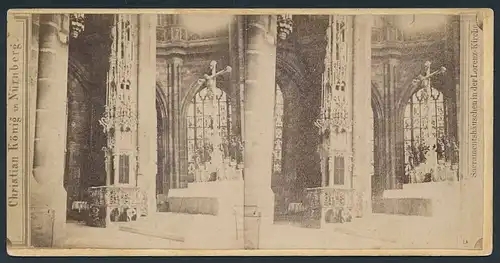 Stereo-Fotografie Christian König, Nürnberg, Ansicht Nürnberg, Sacramentshäuschen in der Lorenz-Kirche