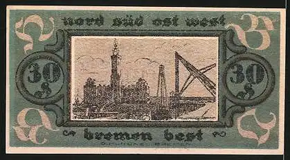 Notgeld Bremen 1921, 30 Pfennig, Hafenmotiv