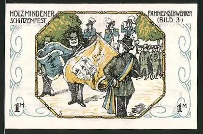 Notgeld Holzminden 1922, 1 Mark, Stadtwappen, Holzmindener Schützenfest: Fahnenschwenken