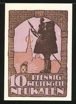 Notgeld Neukalen in Mecklenburg 1922, 10 Pfennig, Gedicht, Nachtwächter bläst das Horn, Reutergeld