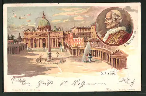 Künstler-AK Raffaele Carloforti: Roma, S. Pietro, Papst Leo XIII.