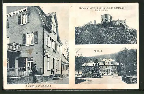 AK Harkerode, Gasthof zur Erholung, Schloss, Ruine Arnstein