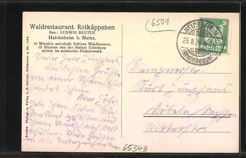 AK Heidesheim, Gasthaus zum Rotkäppchen, Totalansicht