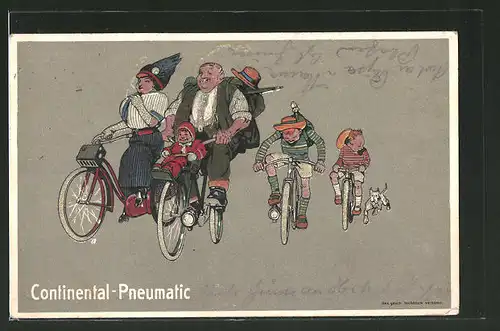 Künstler-AK Reklame für Continental-Pneumatic Fahrrad-Reifen