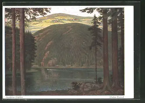 Künstler-AK Walter Einbeck: Deutscher Waldsee, Landidyll