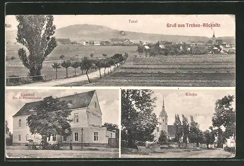AK Treben-Röcknitz, Gasthof von R. Zimmermann, Kirche